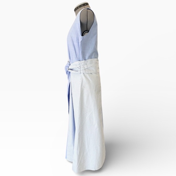 MISOOK Colorblock Striped Twist Front Sleeveless Midi Dress Resortwear Size L - Picture 8 of 10